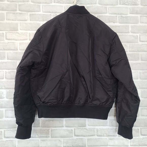 Vintage Pop England Black Bomber Jacket Mens Large Orange Lining - Picture 2 of 11